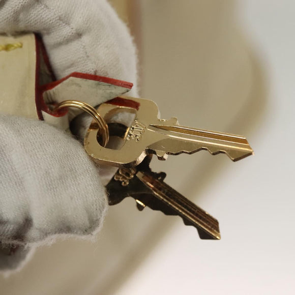 LOUIS VUITTON Suhari Lockit MM Hand Bag Leather White M91874 LV Auth sw1347