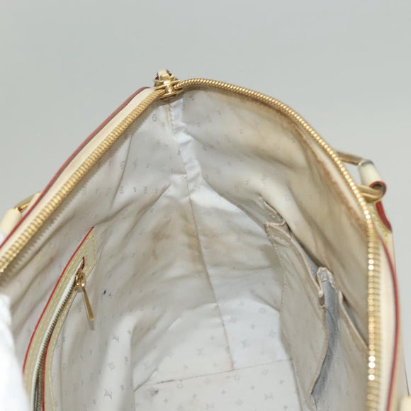 LOUIS VUITTON Suhari Lockit MM Handtasche Leder Weiß M91874 LV Auth sw1347