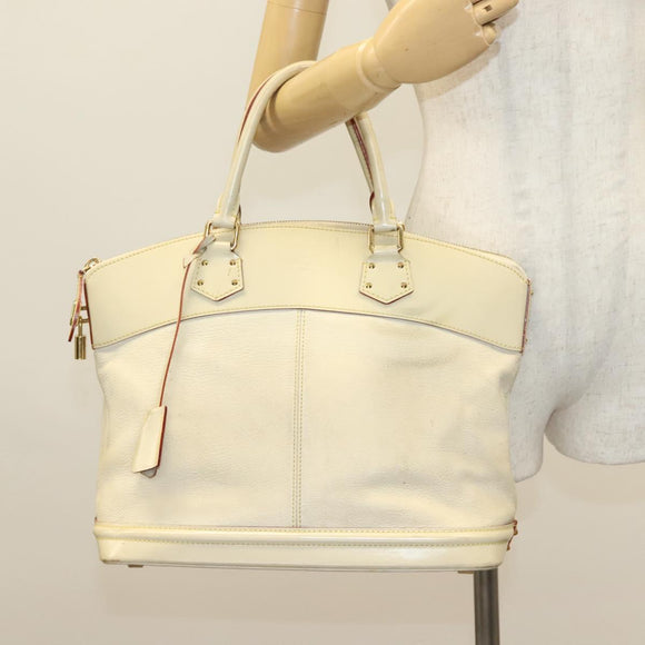 LOUIS VUITTON Suhari Lockit MM Handtasche Leder Weiß M91874 LV Auth sw1347
