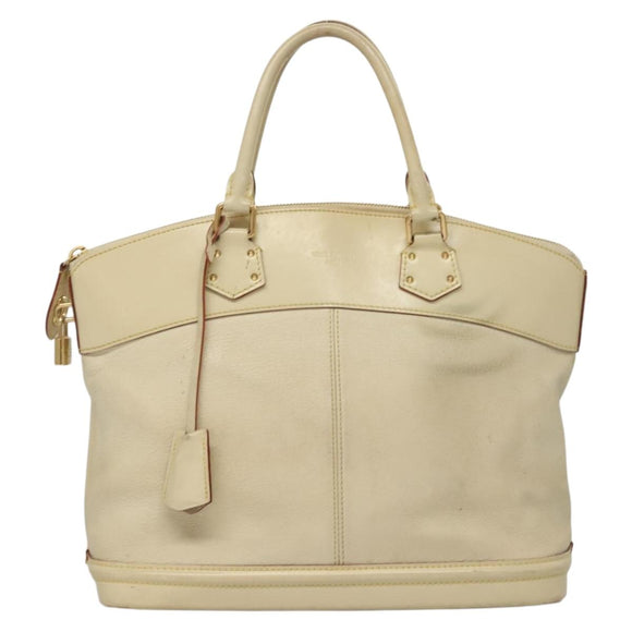 LOUIS VUITTON Suhari Lockit MM Hand Bag Leather White M91874 LV Auth sw1347