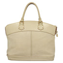 LOUIS VUITTON Suhari Lockit MM Hand Bag Leather White M91874 LV Auth sw1347-2