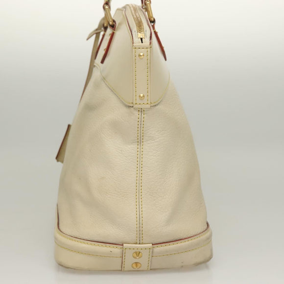 LOUIS VUITTON Suhari Lockit MM Handtasche Leder Weiß M91874 LV Auth sw1347