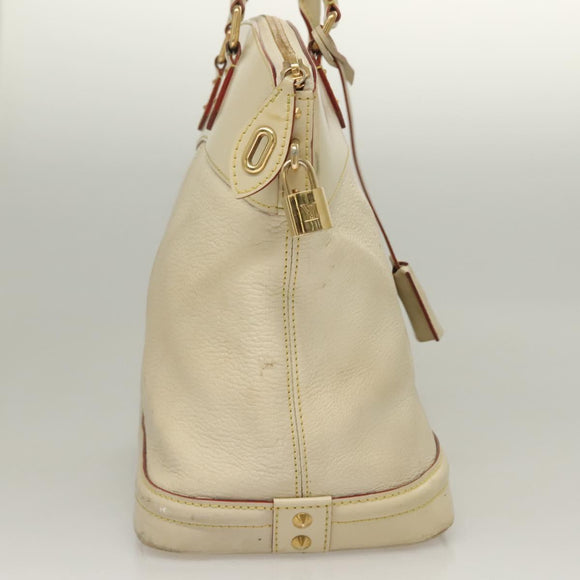 LOUIS VUITTON Suhari Lockit MM Handtasche Leder Weiß M91874 LV Auth sw1347