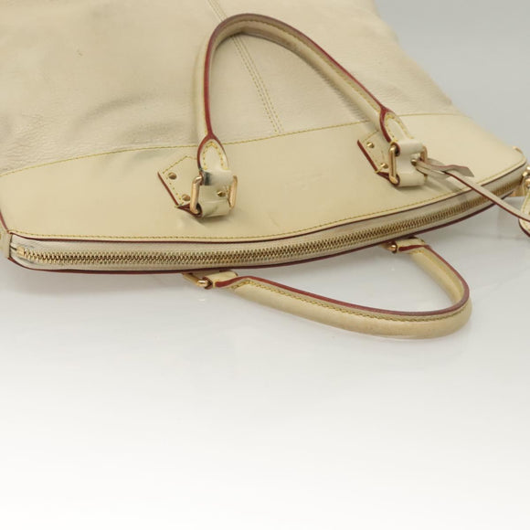 LOUIS VUITTON Suhari Lockit MM Handtasche Leder Weiß M91874 LV Auth sw1347