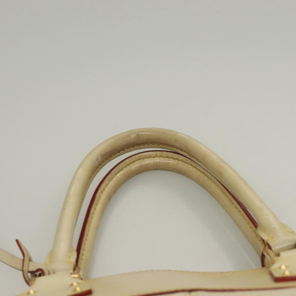 LOUIS VUITTON Suhari Lockit MM Hand Bag Leather White M91874 LV Auth sw1347