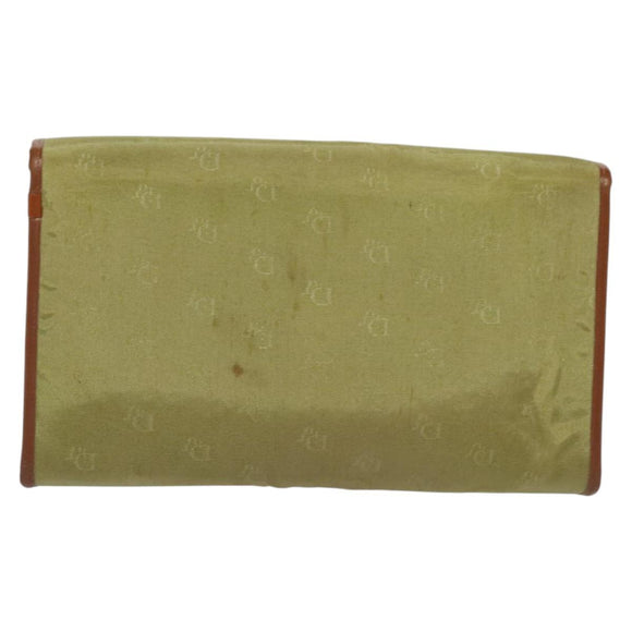 Christian Dior Chain Shoulder Bag Nylon Leather Beige Gold Auth sw1353