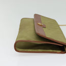 Christian Dior Chain Shoulder Bag Nylon Leather Beige Gold Auth sw1353-4