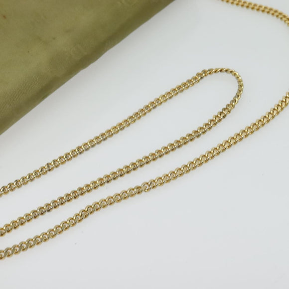 Christian Dior Chain Shoulder Bag Nylon Leather Beige Gold Auth sw1353