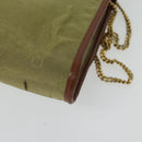 Christian Dior Chain Shoulder Bag Nylon Leather Beige Gold Auth sw1353-16