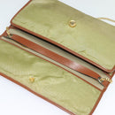 Christian Dior Chain Shoulder Bag Nylon Leather Beige Gold Auth sw1353-10