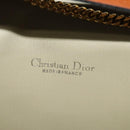 Christian Dior Chain Shoulder Bag Nylon Leather Beige Gold Auth sw1353-11