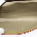 Christian Dior Chain Shoulder Bag Nylon Leather Beige Gold Auth sw1353-12