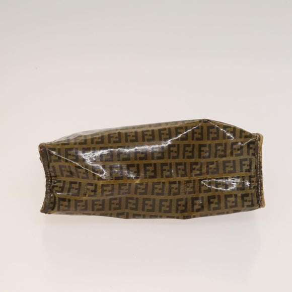FENDI Pecan Bag Enamel PVC 3 Set Brown Black Auth sw1354
