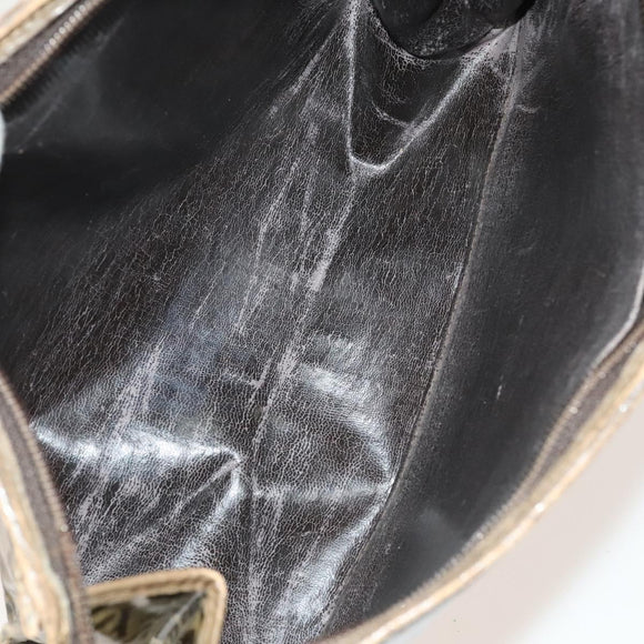 FENDI Pecan Bag Enamel PVC 3Set Brown Black Auth sw1354