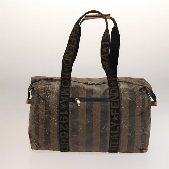 FENDI Pecan Bag Enamel PVC 3Set Brown Black Auth sw1354