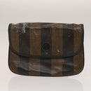 FENDI Pecan Bag Enamel PVC 3Set Brown Black Auth sw1354-20