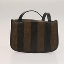 FENDI Pecan Bag Enamel PVC 3 Set Brown Black Auth sw1354-21