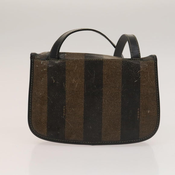 FENDI Pecan Bag Enamel PVC 3 Set Brown Black Auth sw1354