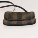 FENDI Pecan Bag Enamel PVC 3 Set Brown Black Auth sw1354-25