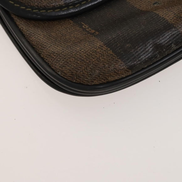 FENDI Pecan Bag Enamel PVC 3 Set Brown Black Auth sw1354