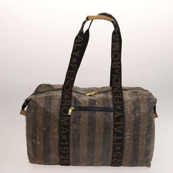 FENDI Pecan Bag Enamel PVC 3Set Brown Black Auth sw1354