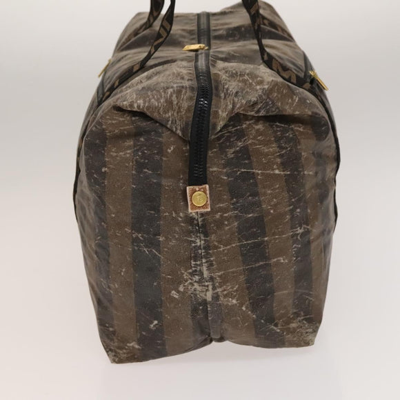 FENDI Pecan Bag Enamel PVC 3Set Brown Black Auth sw1354