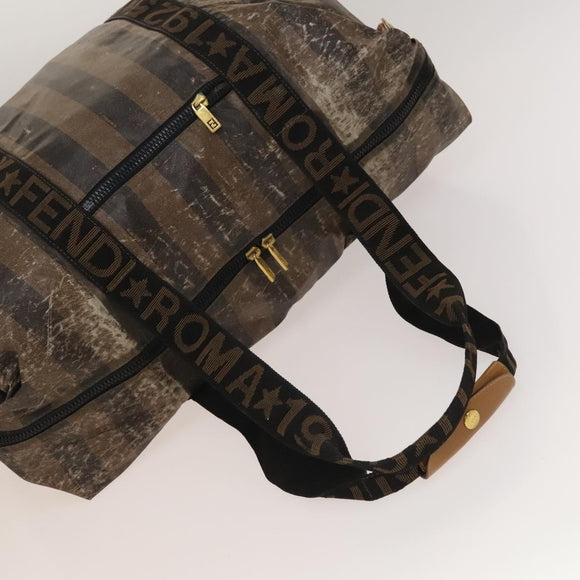 FENDI Pecan Bag Enamel PVC 3Set Brown Black Auth sw1354