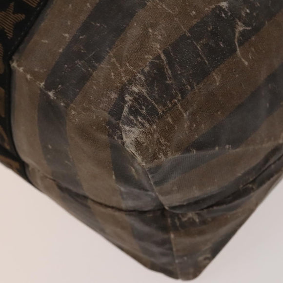 FENDI Pecan Bag Enamel PVC 3Set Brown Black Auth sw1354