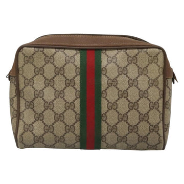 GUCCI GG Supreme Web Sherry Line Bag PVC Beige Brown 89 01 012 Auth sw1358 - 0