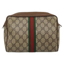 GUCCI GG Supreme Web Sherry Line Bag PVC Beige Brown 89 01 012 Auth sw1358-3