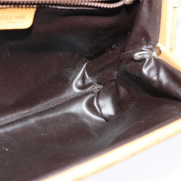 CELINE Macadam Canvas Shoulder Bag PVC Beige Gold Auth sw1359