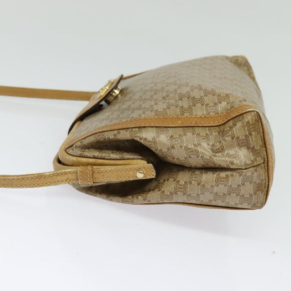 CELINE Macadam Canvas Shoulder Bag PVC Beige Gold Auth sw1359
