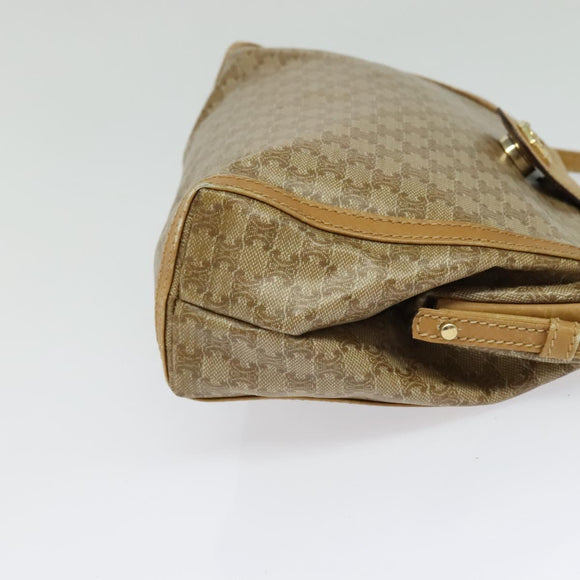 CELINE Macadam Canvas Shoulder Bag PVC Beige Gold Auth sw1359