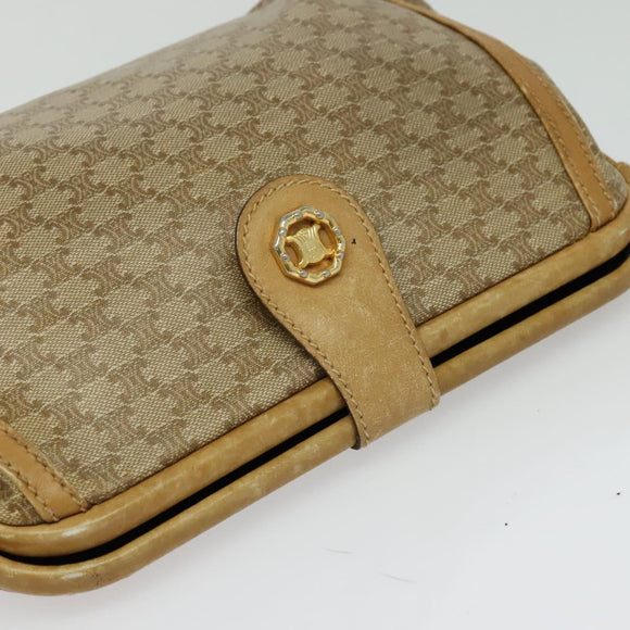 CELINE Macadam Canvas Shoulder Bag PVC Beige Gold Auth sw1359