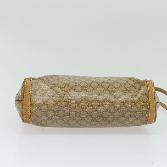 CELINE Macadam Canvas Shoulder Bag PVC Beige Gold Auth sw1359