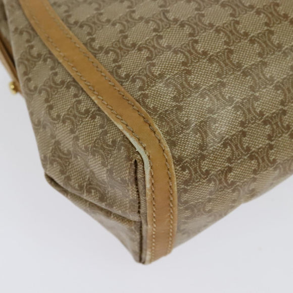 CELINE Macadam Canvas Shoulder Bag PVC Beige Gold Auth sw1359