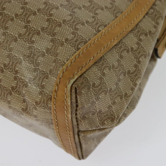 CELINE Macadam Canvas Shoulder Bag PVC Beige Gold Auth sw1359