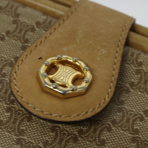 CELINE Macadam Canvas Shoulder Bag PVC Beige Gold Auth sw1359