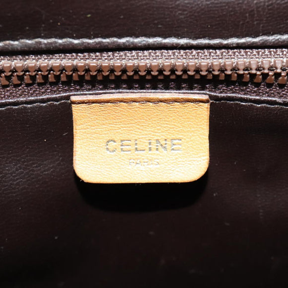 CELINE Macadam Canvas Shoulder Bag PVC Beige Gold Auth sw1359
