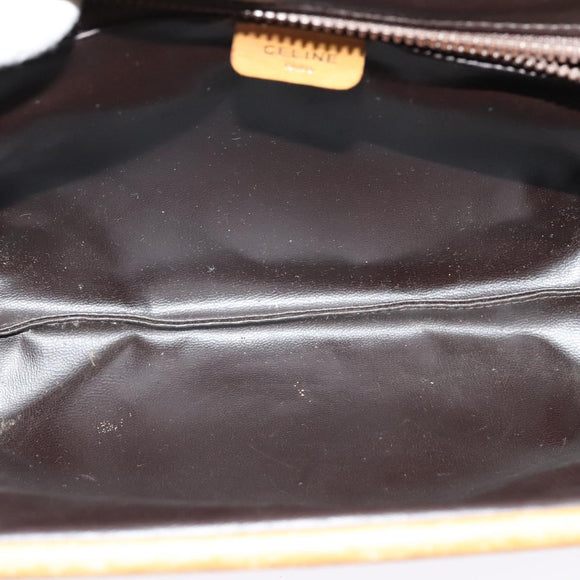 CELINE Macadam Canvas Shoulder Bag PVC Beige Gold Auth sw1359