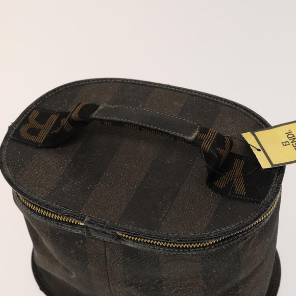 FENDI Pecan Hand Bag Nylon Canvas 5 Set Black Brown Auth sw1363