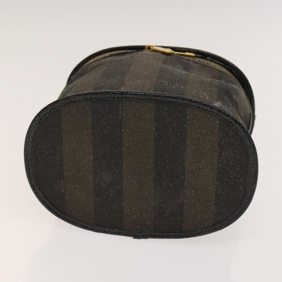 FENDI Pecan Hand Bag Nylon Canvas 5 Set Black Brown Auth sw1363