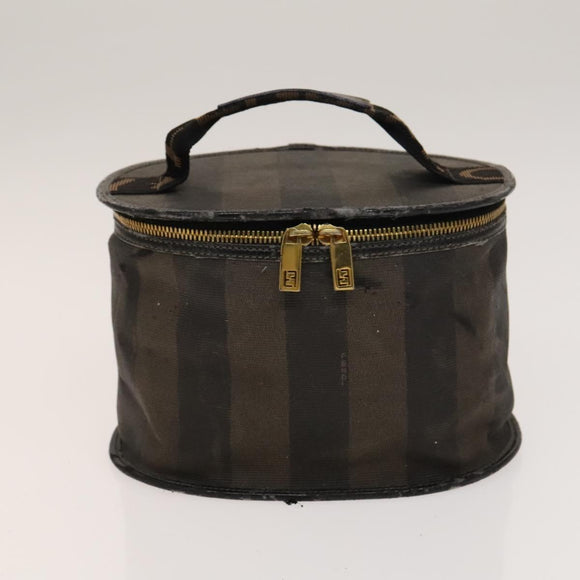 FENDI Pecan Hand Bag Nylon Canvas 5 Set Black Brown Auth sw1363
