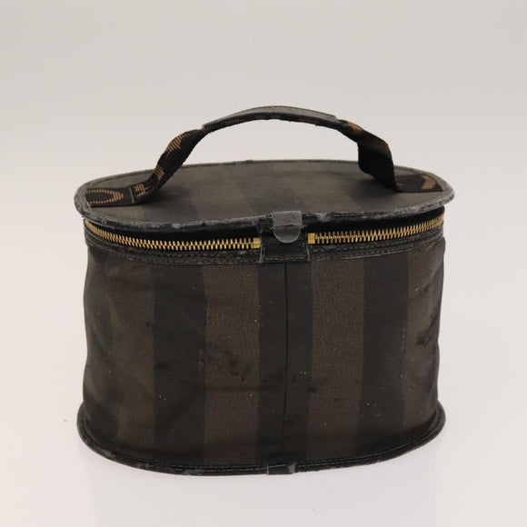 FENDI Pecan Hand Bag Nylon Canvas 5 Set Black Brown Auth sw1363