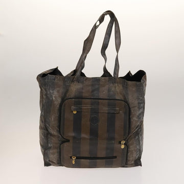 FENDI Pecan Hand Bag Nylon Canvas 5Set Black Brown Auth sw1363 - 0