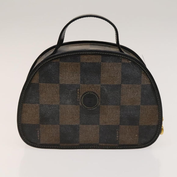 FENDI Pecan Hand Bag Nylon Canvas 5 Set Black Brown Auth sw1363