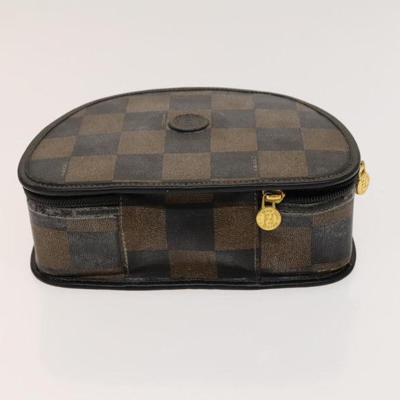 FENDI Pecan Hand Bag Nylon Canvas 5 Set Black Brown Auth sw1363