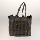 FENDI Pecan Hand Bag Nylon Canvas 5 Set Black Brown Auth sw1363-2