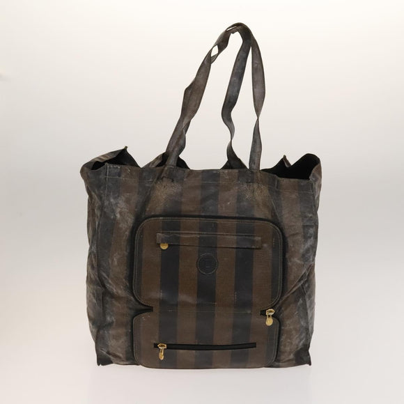 FENDI Pecan Hand Bag Nylon Canvas 5 Set Black Brown Auth sw1363