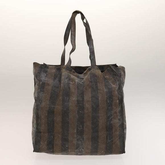 FENDI Pecan Hand Bag Nylon Canvas 5 Set Black Brown Auth sw1363